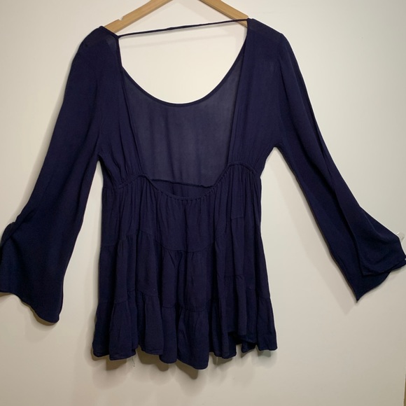 Cherish Peasant Top Navy Blue Large Long Sleeve - Picture 5 of 12